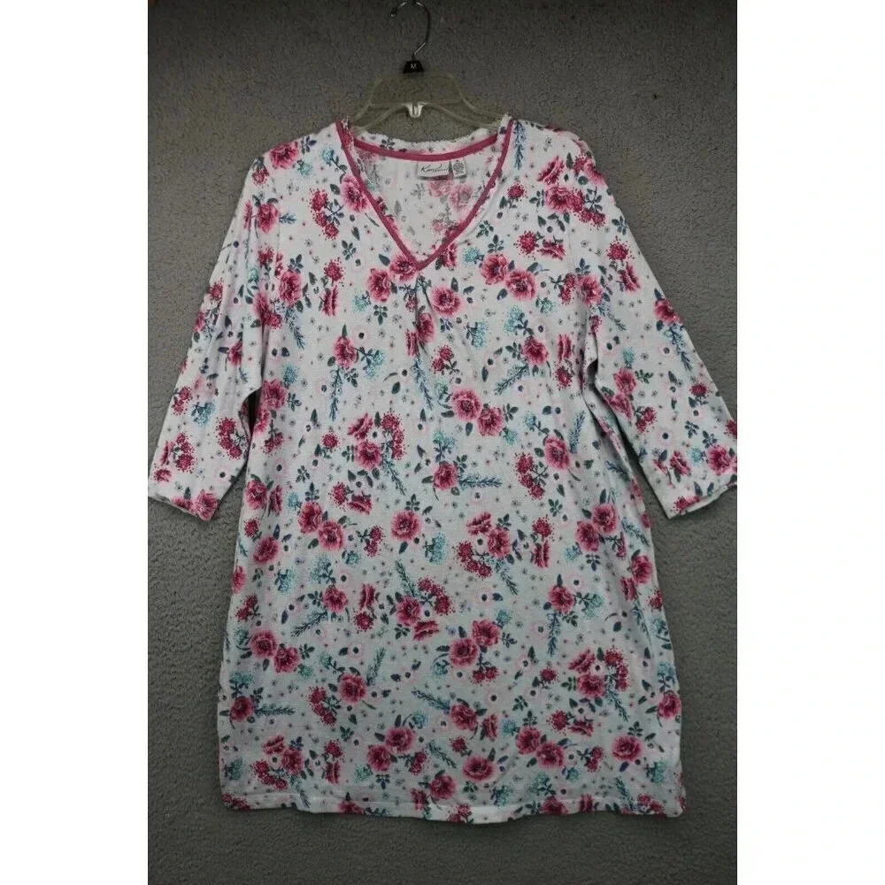 Kim Rogers 3/4 Sleeve Pajama Gown-Size XL-Floral